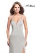 Picture of: Long Jersey Prom Dress with Plunging Neckline and Beading in Silver, Style: 25398, Detail Picture 7
