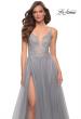 Picture of: Tulle A Line Gown with Lace Rhinestone Bodice in Silver, Style 29686, Detail Picture 7