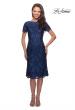 Picture of: Lace Short Dress with Short Sleeves and Rhinestones in Slate Blue, Style: 25633, Main Picture