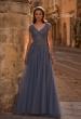 Picture of: Tulle A Line Gown with Lace Applique and V Neck, Style: 29380, Main Picture