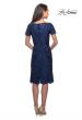 Picture of: Lace Short Dress with Short Sleeves and Rhinestones in Slate Blue, Style: 25633, Back Picture