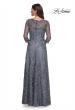 Picture of: Lace Mother of the Bride Dress with Illusion Neckline and Sleeves in Slate Blue, Style: 30060, Back Picture