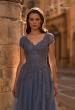 Picture of: Tulle A Line Gown with Lace Applique and V Neck, Style: 29380, Detail Picture 1