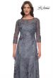 Picture of: Lace Mother of the Bride Dress with Illusion Neckline and Sleeves in Slate Blue, Style: 30060, Detail Picture 1