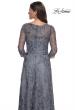 Picture of: Lace Mother of the Bride Dress with Illusion Neckline and Sleeves in Slate Blue, Style: 30060, Detail Picture 2
