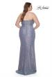Picture of: Strapless Ruched Sequin Plus Size Dress with Slit in Slate Blue, Style: 31983, Back Picture