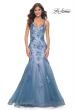 Picture of: Mermaid Two Tone Prom Dress with Sequin Lace Beaded Applique in Slate Blue, Style: 32192, Main Picture