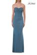 Picture of: Strapless Ruched Jersey Gown with Lace Lining in Slate Blue, Style: 33601, Detail Picture 11