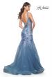 Picture of: Mermaid Two Tone Prom Dress with Sequin Lace Beaded Applique in Slate Blue, Style: 32192, Back Picture