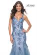 Picture of: Mermaid Two Tone Prom Dress with Sequin Lace Beaded Applique in Slate Blue, Style: 32192, Detail Picture 1