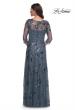 Picture of: Beaded Long Mother of the Bride Dress with Illusion Top in Slate Gray, Style: 31458, Back Picture