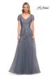Picture of: Lace and Tulle A-line Evening Gown with Cap Sleeve in Blue, Style: 29164, Main Picture