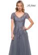 Picture of: Lace and Tulle A-line Evening Gown with Cap Sleeve in Blue, Style: 29164, Detail Picture 2