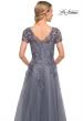 Picture of: Lace and Tulle A-line Evening Gown with Cap Sleeve in Blue, Style: 29164, Detail Picture 3