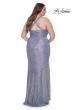 Picture of: Plus Size Sequin Prom Dress with Ruching and Slit in Slate, Style: 31162, Detail Picture 7