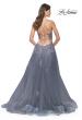 Picture of: Tulle A-line Dress with Jeweled Lace Appliques and Slit in Slate, Style: 31472, Detail Picture 2