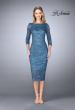 Picture of: Mid-Length Dress with Sleeves and Closed Back in Slate Blue, Style: 24875, Main Picture