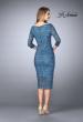 Picture of: Mid-Length Dress with Sleeves and Closed Back in Slate Blue, Style: 24875, Back Picture