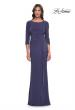 Picture of: Chic Jersey Evening Dress with Ruchign and Ruffle Skirt Detail in Smoky Blue, Style: 30814, Main Picture