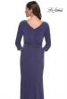 Picture of: Chic Jersey Evening Dress with Ruchign and Ruffle Skirt Detail in Smoky Blue, Style: 30814, Detail Picture 2
