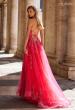 Picture of: Beautiful Lace Embellished A-Line Tulle Prom Dress with Deep V in Strawberry, Style: 32062, Back Picture