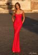 Picture of: Rhinestone Embellished Jersey Dress with Strapless Sweetheart Top in Strawberry, Style: 31945, Main Picture