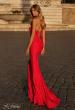 Picture of: Rhinestone Embellished Jersey Dress with Strapless Sweetheart Top in Strawberry, Style: 31945, Back Picture