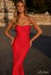 Picture of: Rhinestone Embellished Jersey Dress with Strapless Sweetheart Top in Strawberry, Style: 31945, Detail Picture 1