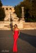 Picture of: Rhinestone Embellished Jersey Dress with Strapless Sweetheart Top in Strawberry, Style: 31945, Detail Picture 2