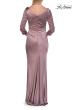 Picture of: Satin Three Quarter Sleeve Draped Evening Gown in Taupe, Style: 33408, Detail Picture 10