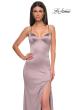 Picture of: Fitted Simple Satin Prom Dress with Lace Up Back in Taupe , Style 33010, Detail Picture 4