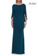 Picture of: Draped Cape Sleeve Jersey Gown with Ruched Bodice in Teal, Style: 33148, Detail Picture 10