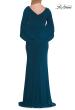 Picture of: Draped Cape Sleeve Jersey Gown with Ruched Bodice in Teal, Style: 33148, Detail Picture 11