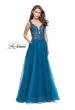 Picture of: Long A-line Prom Dress with Beaded Lace Bodice in Teal, Style: 25970, Main Picture