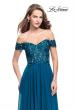 Picture of: Beaded Lace Off the Shoulder Prom Dress in Teal, Style: 26070, Main Picture