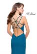 Picture of: Open Strappy Back Long Prom Dress with Deep V in Teal, Style: 26023, Back Picture