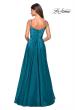 Picture of: Long Satin Simple Prom Dress with Empire Waist in Teal, Style: 27226, Back Picture