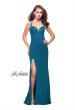 Picture of: Shimmering Prom Dress with Leg Slit and Open Back in Teal, Style: 26266, Detail Picture 1