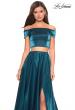 Picture of: Two Piece Two- Tone Satin A Line Prom Dress in Teal, Style: 26919, Detail Picture 1