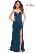 Picture of: Long Strapless Stretch Jersey Prom Dress in Teal, Style: 27051, Detail Picture 1