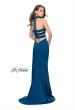 Picture of: Strapless Jersey Prom Dress with Attached Choker in Teal, Style: 25735, Detail Picture 3