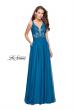 Picture of: Chiffon A-line Dress with Beaded Lace Bodice Teal, Style: 26082, Detail Picture 3