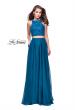Picture of: Two Piece Prom Gown with Beaded lace Top and Pockets in Teal, Style: 26087, Detail Picture 3