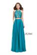 Picture of: Two Piece A-line Dress with Halter Neck and Beading in Teal, Style: 25843, Detail Picture 2