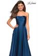 Picture of: Strapless Satin Gown with Ruching and Pockets in Teal, Style: 27130, Detail Picture 4