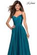 Picture of: Long Satin Simple Prom Dress with Empire Waist in Teal, Style: 27226, Detail Picture 4