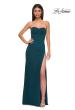 Picture of: Jersey Strapless Dress with Sweetheart Rhinestone Lined Neckline in Teal , Style 32829, Detail Picture 5