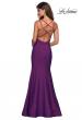 Picture of: Long Jersey Prom Gown with Open Strappy Back in Violet, Style: 27446, Back Picture