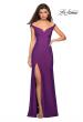 Picture of: Elegant Off the Shoulder Dress with Side Leg Slit in Violet, Style: 27587, Detail Picture 3