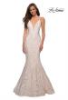 Picture of: Long Mermaid Lace Dress with Back Rhinestone Detail in White Blush, Style: 28355, Detail Picture 8